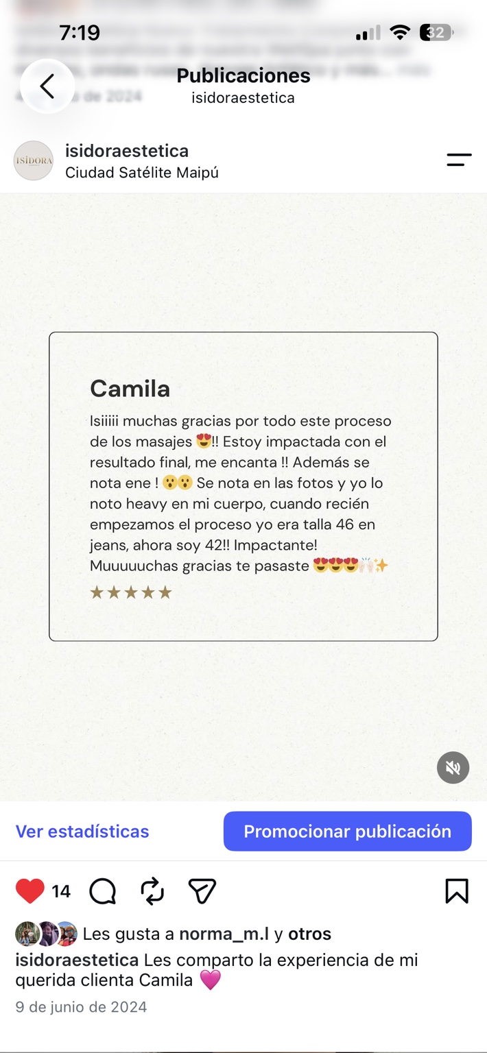 Publicación compartida con el testimonio de Camila.