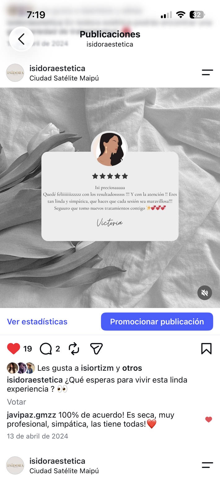 Publicación compartida con el testimonio de Victoria.